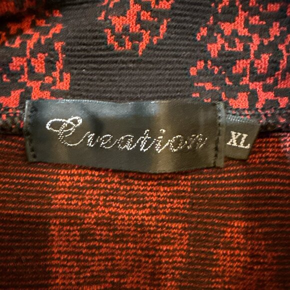 Creation Red & Black Long Sleeve Collared Ribbed Knit Tunic Women's XL - Picture 8 of 11